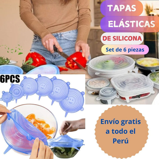 Tapas elásticas de silicona (set de 6 piezas)